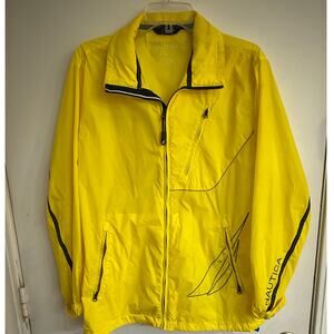 Nautical Bright Yellow Rain Jacket Size M Outdoor Sporty Work